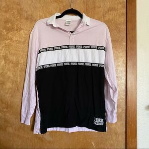 🍄 PINK Victoria’s Secret Collared Rugby Top